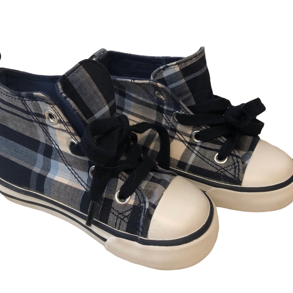 Blue & White Plaid Baby Gap High Top Tennis Shoes